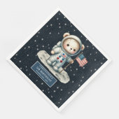 Teddy Bear Astronaut Party Napkins Boy Birthday Serviette (Ecke)