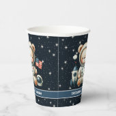 Teddy Bear Astronaut Party Paper Cups Baby Boy Pappbecher (Rechts)