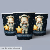 Teddy Bear Astronaut Personalisierter Junge Geburt Pappbecher