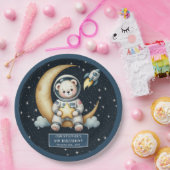 Teddy Bear Astronaut Space Baby Shower Paper Plate Pappteller (Party)