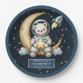 Teddy Bear Astronaut Space Baby Shower Paper Plate Pappteller (Vorderseite)