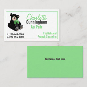 Teddy Bear Au Pair Custom Business Card Visitenkarte