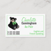 Teddy Bear Au Pair Custom Business Card Visitenkarte (Vorderseite)