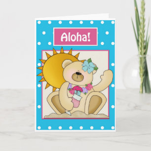 Teddy Bear auf Beach Aloha Grußkarte Karte
