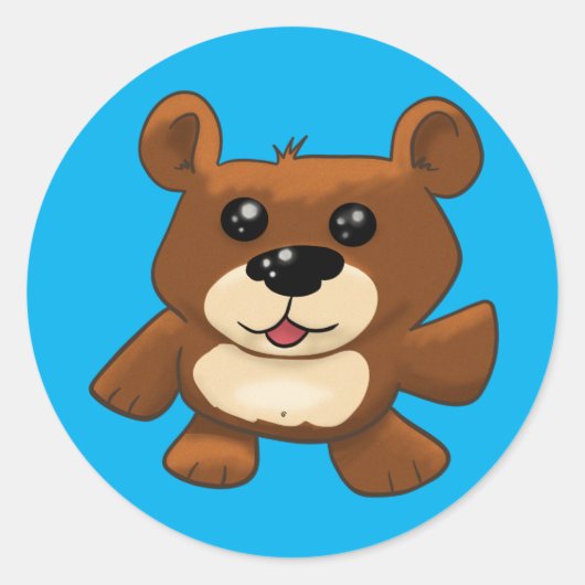 Teddy Bear auf Blue Runder Aufkleber (Vorderseite)