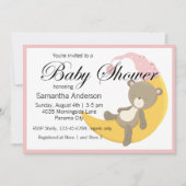 Teddy Bear auf Crescent Moon Babydusche Einladung (Vorderseite)