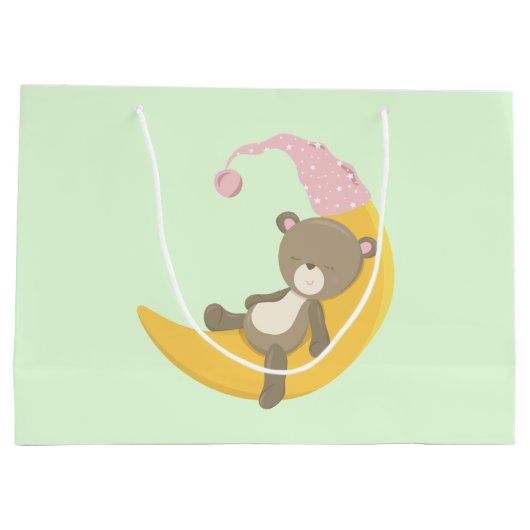 Teddy Bear auf Crescent Moon Große Geschenktüte (Rückseite)