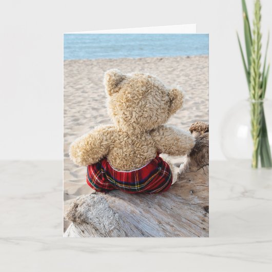 Teddy Bear auf Driftwood Karte (Vorderseite)