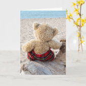 Teddy Bear auf Driftwood Karte (Gelbe Blume)