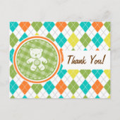 Teddy Bear auf farbenfrohe Raute Postkarte (Vorderseite)