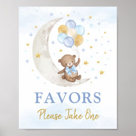 Teddy Bear auf Moon Blue Gold Balloons Favorit Sig Poster