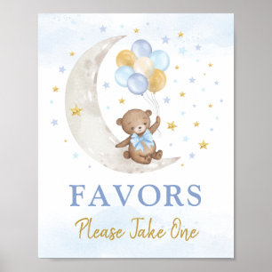 Teddy Bear auf Moon Blue Gold Balloons Favorit Sig Poster