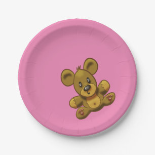 Teddy Bear auf rosa Pappteller
