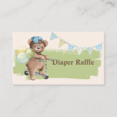 Teddy Bear auf Scooter Baby Duwer Diaper Raffles Visitenkarte (Vorderseite)