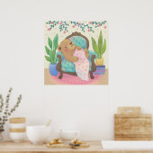 Teddy Bear auf Vintager Sessel-Illustration Poster (Küche)