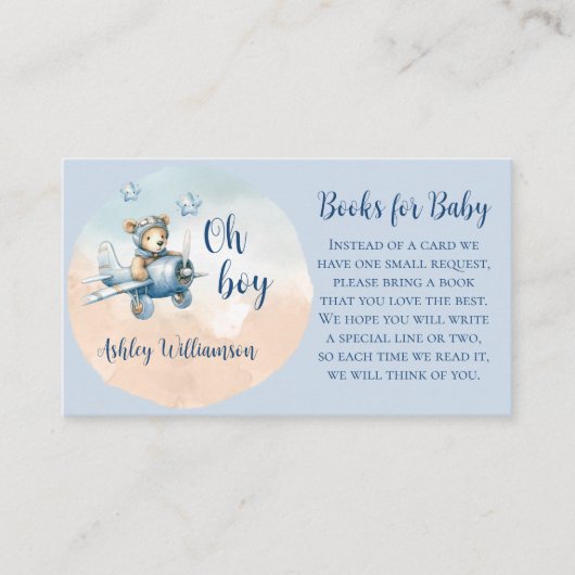 Teddy Bear Aviator Books for Baby Shooter Begleitkarte (Vorderseite)