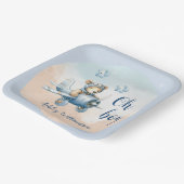 Teddy Bear Aviator Oh Boy Baby Dusche Pappteller (Gewinkelt)