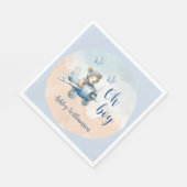 Teddy Bear Aviator Oh Boy Baby Dusche Serviette (Ecke)