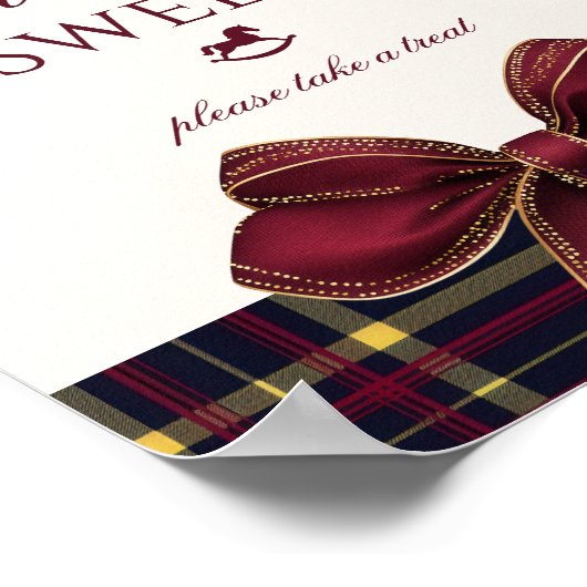 Teddy Bear Babies are sweet Red Bow Plaid Poster (Ecke)