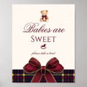 Teddy Bear Babies are sweet Red Bow Plaid Poster (Vorne)