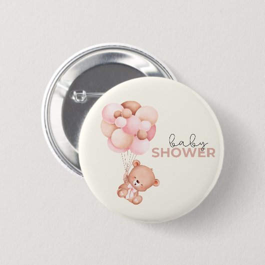 Teddy Bear Baby Babydusche Button (Vorne & Hinten)