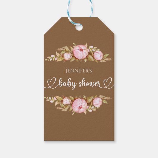 Teddy Bear Baby Bear Baby Shooter Floral Geschenkanhänger (Vorderseite)