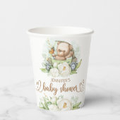 Teddy Bear Baby Bear Baby Shooter Floral Pappbecher (Rückseite)