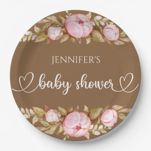 Teddy Bear Baby Bear Baby Shooter Floral Pappteller (Vorderseite)