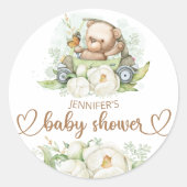 Teddy Bear Baby Bear Baby Shooter Floral Runder Aufkleber (Vorderseite)