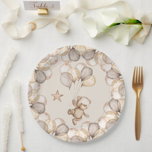 Teddy Bear Baby Bear Baby Shooter Gender Neutraal Pappteller (Hochzeit)