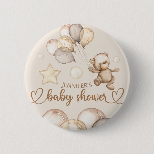 Teddy Bear Baby Bear Babydusche Ballon Button (Vorderseite)