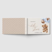 Teddy Bear, Baby Bear, Blue Balloons, Babydusche Gästebuch (Voll)