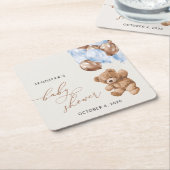 Teddy Bear, Baby Bear, Blue Balloons, Babydusche Rechteckiger Pappuntersetzer (angewinkelt)