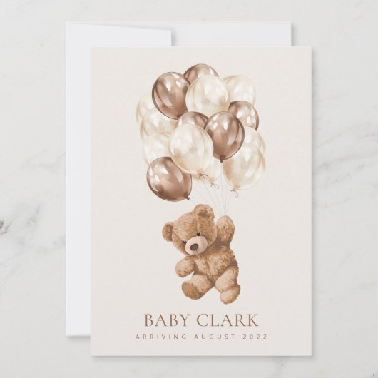 Teddy Bear, Baby Bear, Braun, Babydusche Einladung (Rückseite)