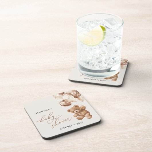 Teddy Bear, Baby Bear, Braun, Babydusche Getränkeuntersetzer (Rechte Seite)