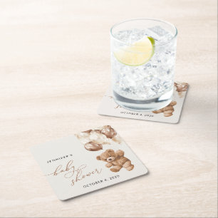 Teddy Bear, Baby Bear, Braun, Babydusche Rechteckiger Pappuntersetzer