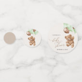 Teddy Bear, Baby Bear, Grüne Balloons, Babydusche Konfetti (Rückseiten)