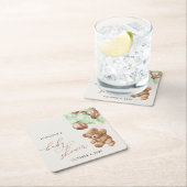 Teddy Bear, Baby Bear, Grüne Balloons, Babydusche Rechteckiger Pappuntersetzer (Vor Ort)