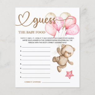 Teddy Bear Baby Bear Guess die Baby Food Card.