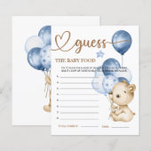 Teddy Bear Baby Bear Guess die Baby Food Card. (Vorne/Hinten)