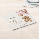 Teddy Bear, Baby Bear, Pink Balloons, Baby Shower Rechteckiger Pappuntersetzer (angewinkelt)