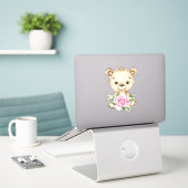 Teddy Bear Baby Bear Pink Süße Tier Sticker (Laptop auf Schreibtisch)