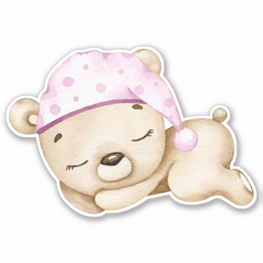 Teddy Bear Baby Bear Pink Süße Tier Sticker (Vorderseite)