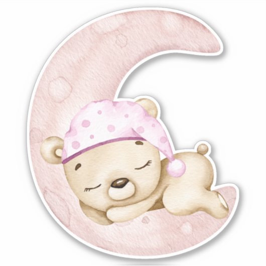 Teddy Bear Baby Bear Pink Süße Tier Sticker (Vorderseite)