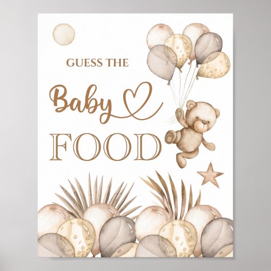 Teddy Bear Baby Bear "Raten Sie das Baby Food" Poster (Vorne)