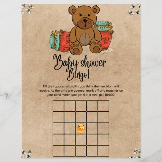 Teddy Bear Baby Bingo Baby Showspiel (Vorderseite)