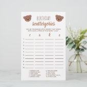 Teddy Bear Baby Birthday Cake Scattergories Game (Stehend Vorderseite)