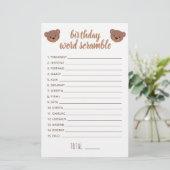 Teddy Bear Baby Birthday Word Scrambe Game (Stehend Vorderseite)