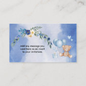 Teddy Bear Baby Blue Balloon Blank DIY Begleitkarte (Rückseite)