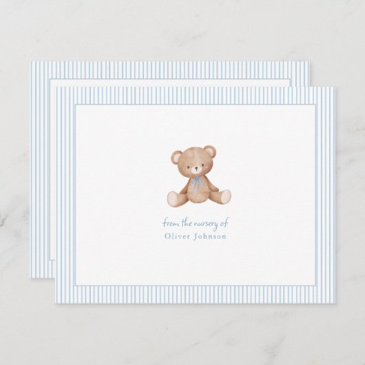 Teddy Bear Baby Boy Baby Shooter Mitteilungskarte (Vorne/Hinten)